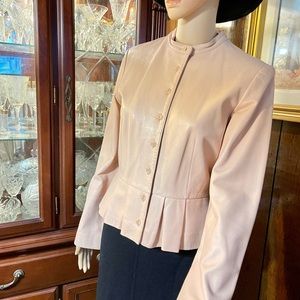 Moda international genuine leather peplum jacket